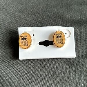 Owl Earrings | Vintage Wood tone‎